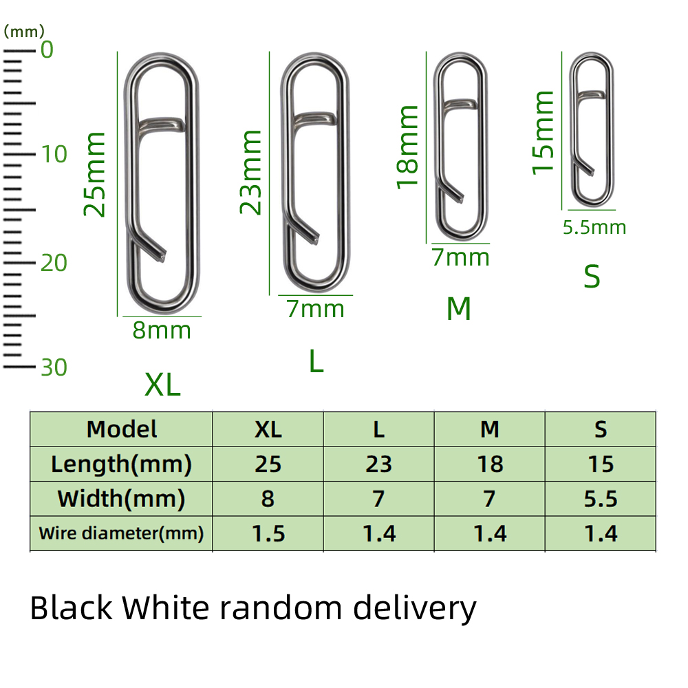 DNDYUJU 30 stücke Angeln Interlock Schöne Snap Schnelle Clips Edelstahl Angeln Barrel Wirbel Köder Haken Stecker Zubehör Pesca – Detail 2