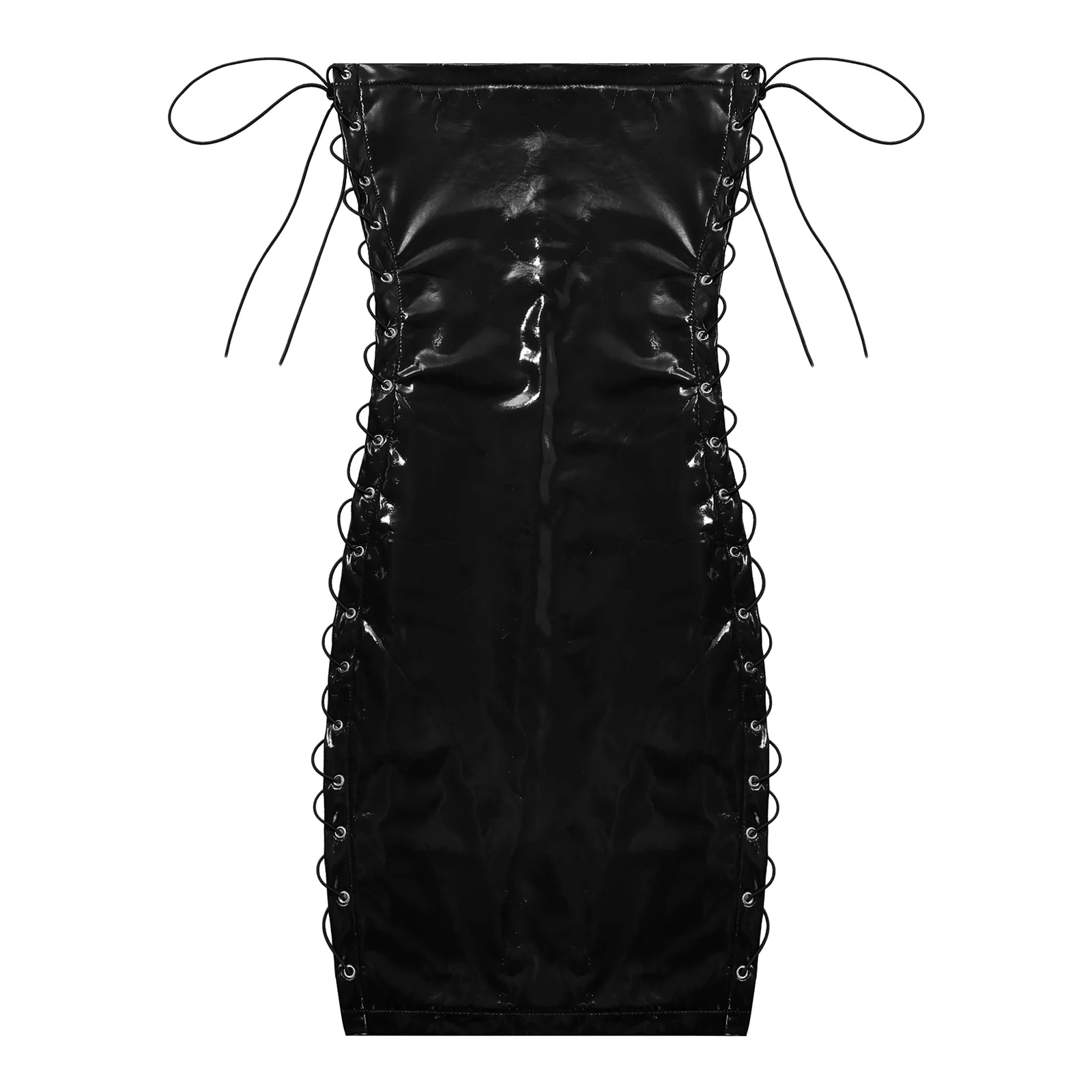 Sexy Club Party Dress Black Lace Leather Sexy Short Dresses Party Club Leather Dresses