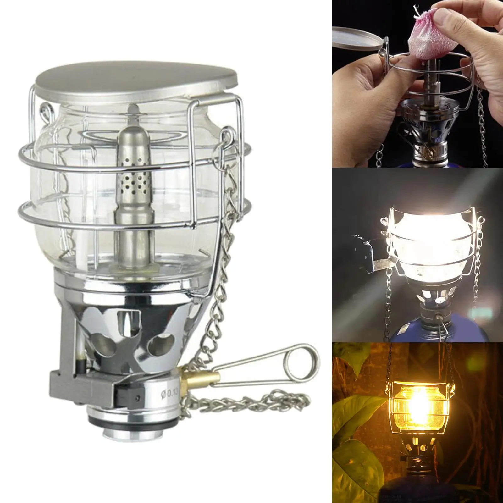 Mini Camping Gas Lantern Hiking Lamp Outdoor Piezo Ignition Light Equipment