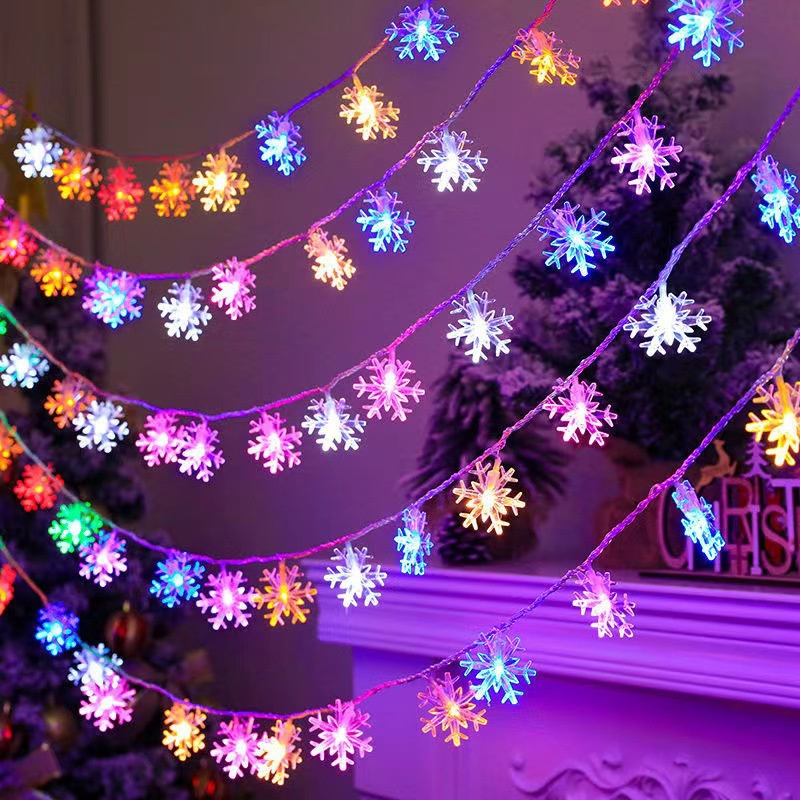 Christmas Snowflake String Lights LED Fairy Lights USB/Battery Powered Garland 2024 New Year's Wedding Party Xmas Decorations