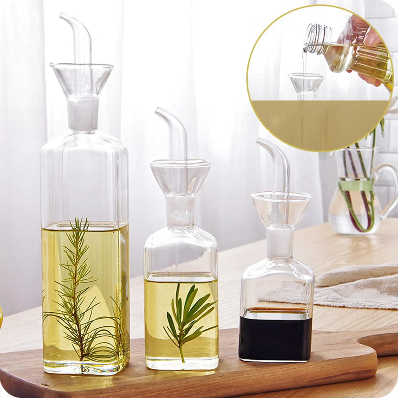 Oil and  Bottle Storage Jars Oil Container Wine Container Clear Tools No  Needed for Dressing kitchen and home Vinaigrette Cafe