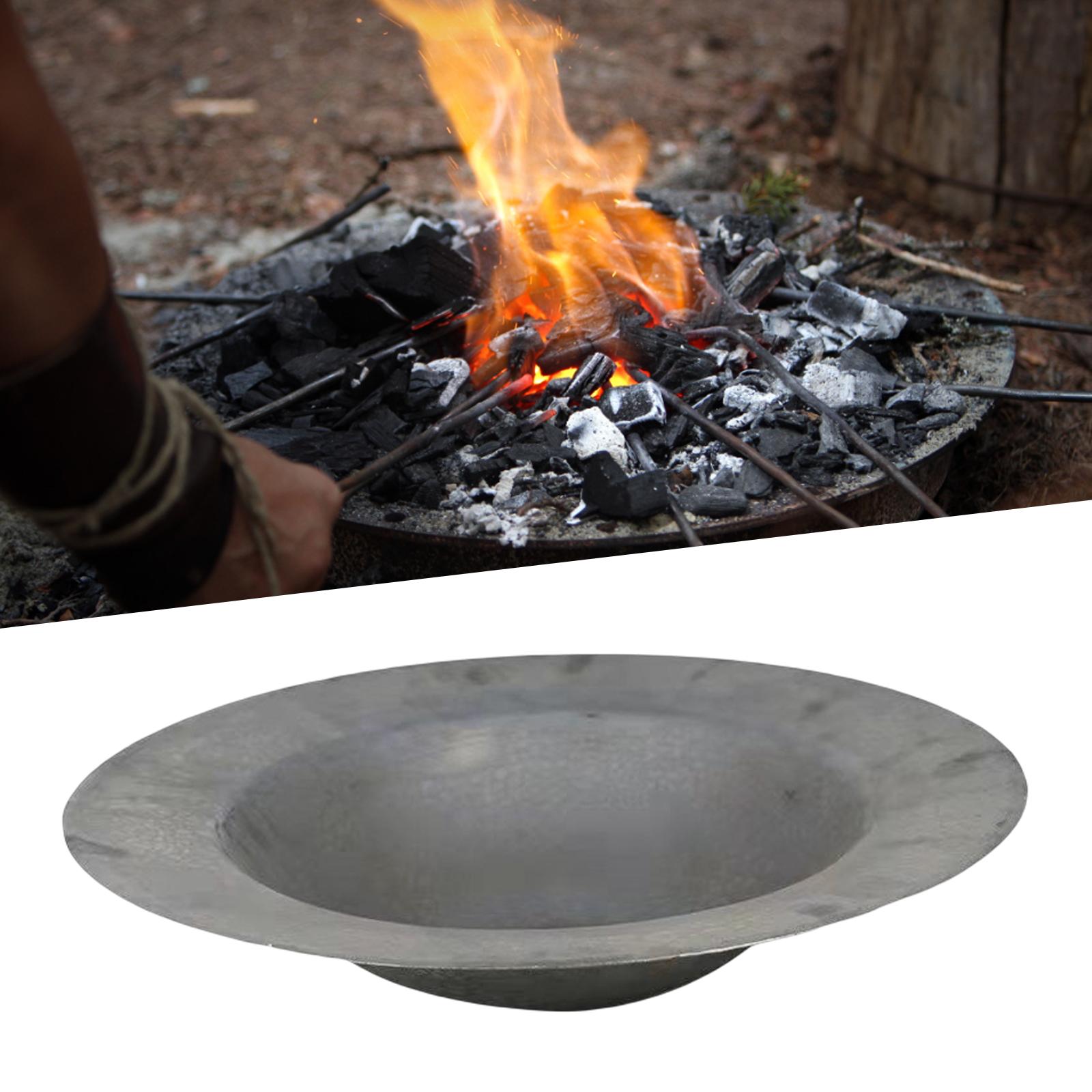 Round Fire Pit BBQ Charcoal Burner Wood Burning Cast Iron Sturdy for Hiking