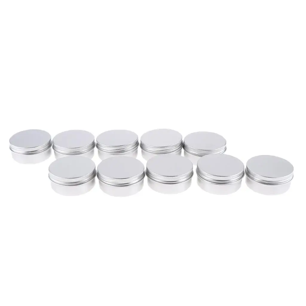 10Pcs 50 ml Silver Small Aluminum Round Lip Balm Tin Storage Jars Screw Lids for Lip Balm, Cosmetic, 