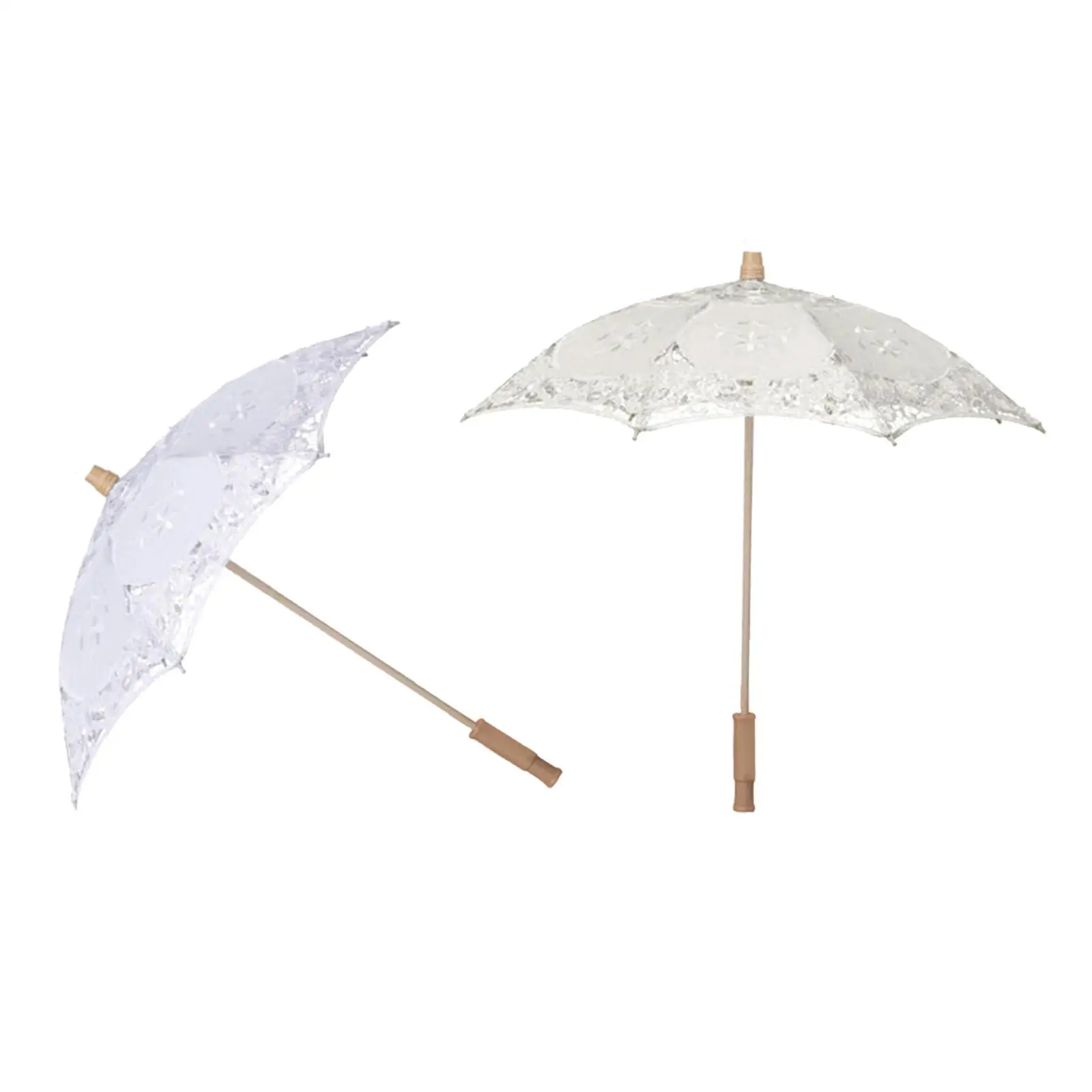 Lace Umbrella Fashion Wooden Handle Photography Umbrella for Women Wedding Party Photo Props Lady Costume Accessory