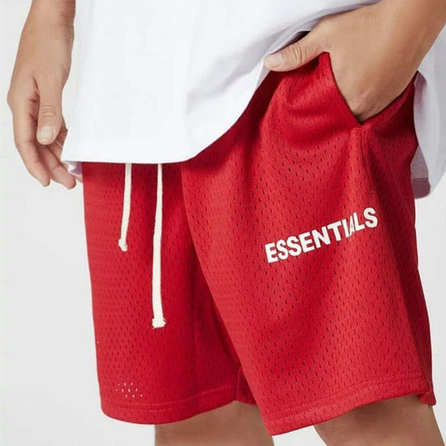 Mesh ESSENTIALS Shorts Men Mesh Breathable Letter Print Drawstring