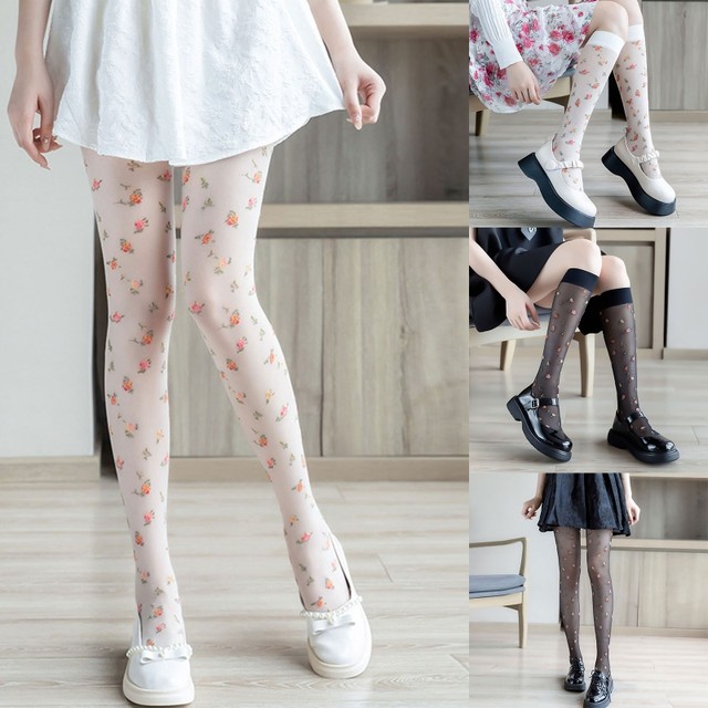 Breathable Retro JK Rhombic Lattice Silk Anti-hook Rose Pattern Women Tights  Female Stockings Ultra-thin Pantyhose - AliExpress