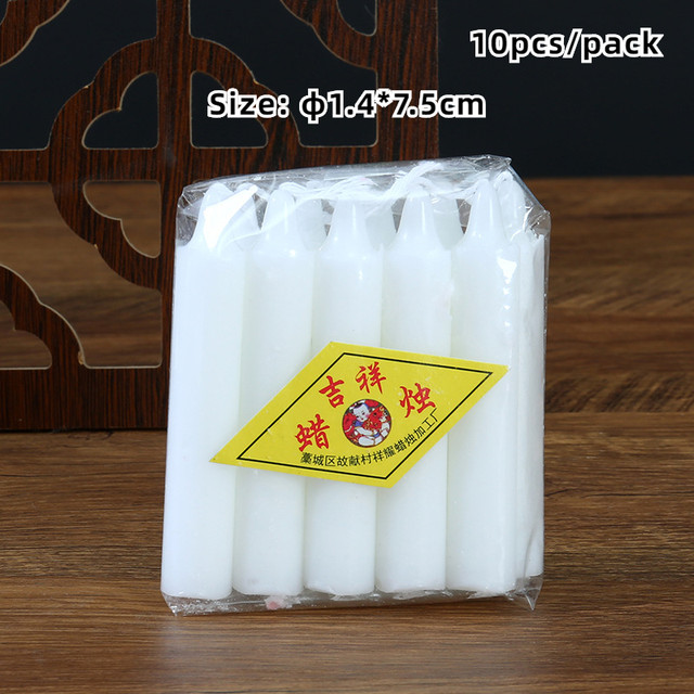 10pcs White Candles For Emergency Lighting At Home