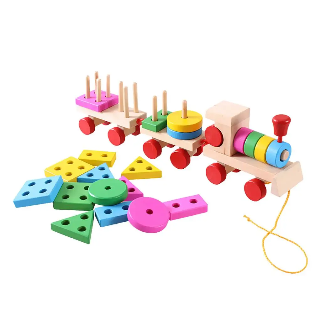 Stack And Sort  Kids Wooden Shape Color Recognition Educational Toy