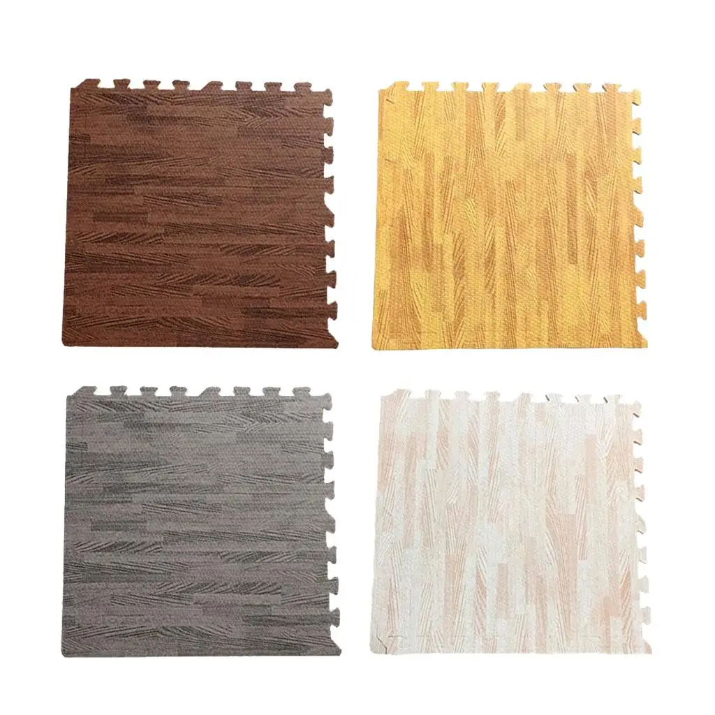 16 Pieces Interlocking Floor Mat EVA Foam Tiles Wood Grain Gym Exercise