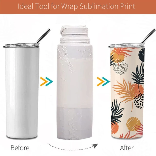Sublimation Skinny Tumbler 20oz Shrink Wrap Kit 50pc - Sleeve, Silicone  Band, Tutorial Booklet (use in home oven!)