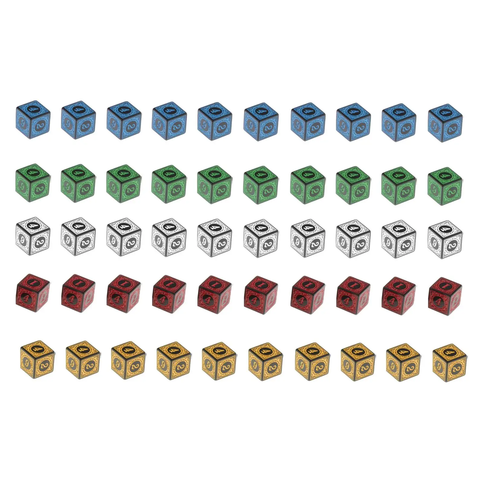 50Pcs/Set Polyhedral Dices Set D6 Dices Multi Sided Dices 16mm for Tabletop Role Playing Table Board Game Props