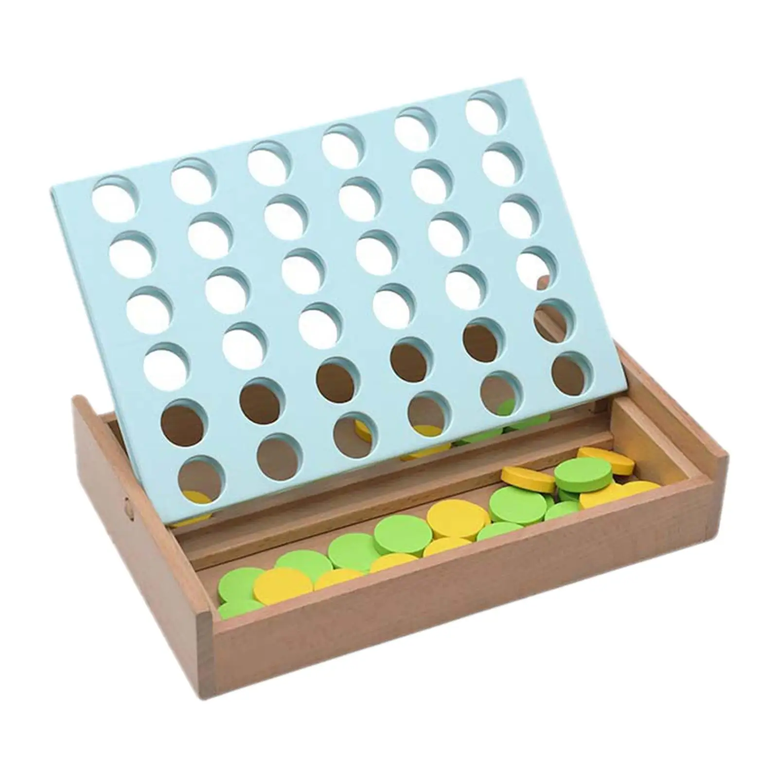 4 in A Row Wooden Board Game Classic Strategy Game Wooden Connect Game for Camping Boys Girls Kids Picnic 3 Years Old
