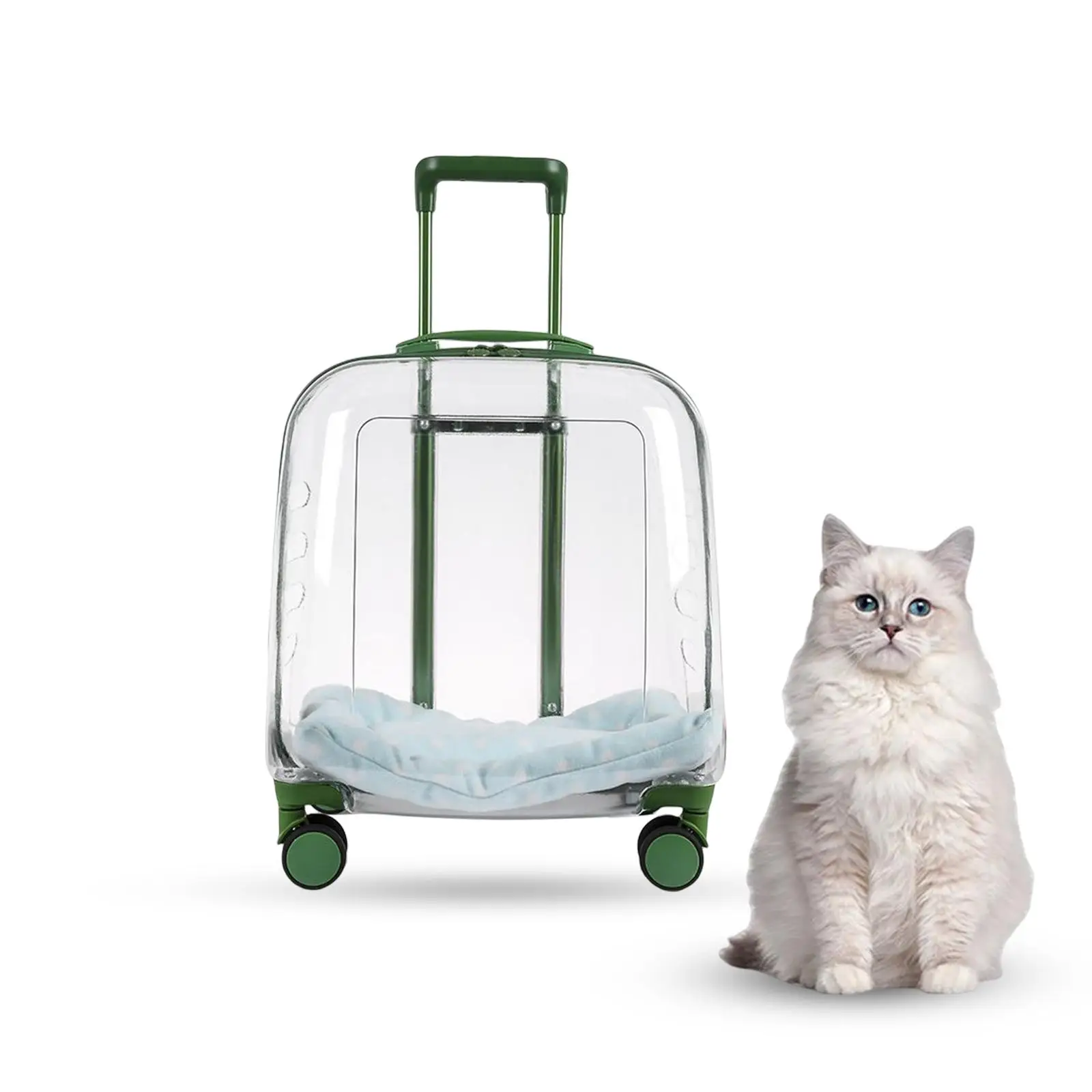 Durable Pet Trolley Case Cat Carrier Bag Adjustable Lightweight Silent Puppy
