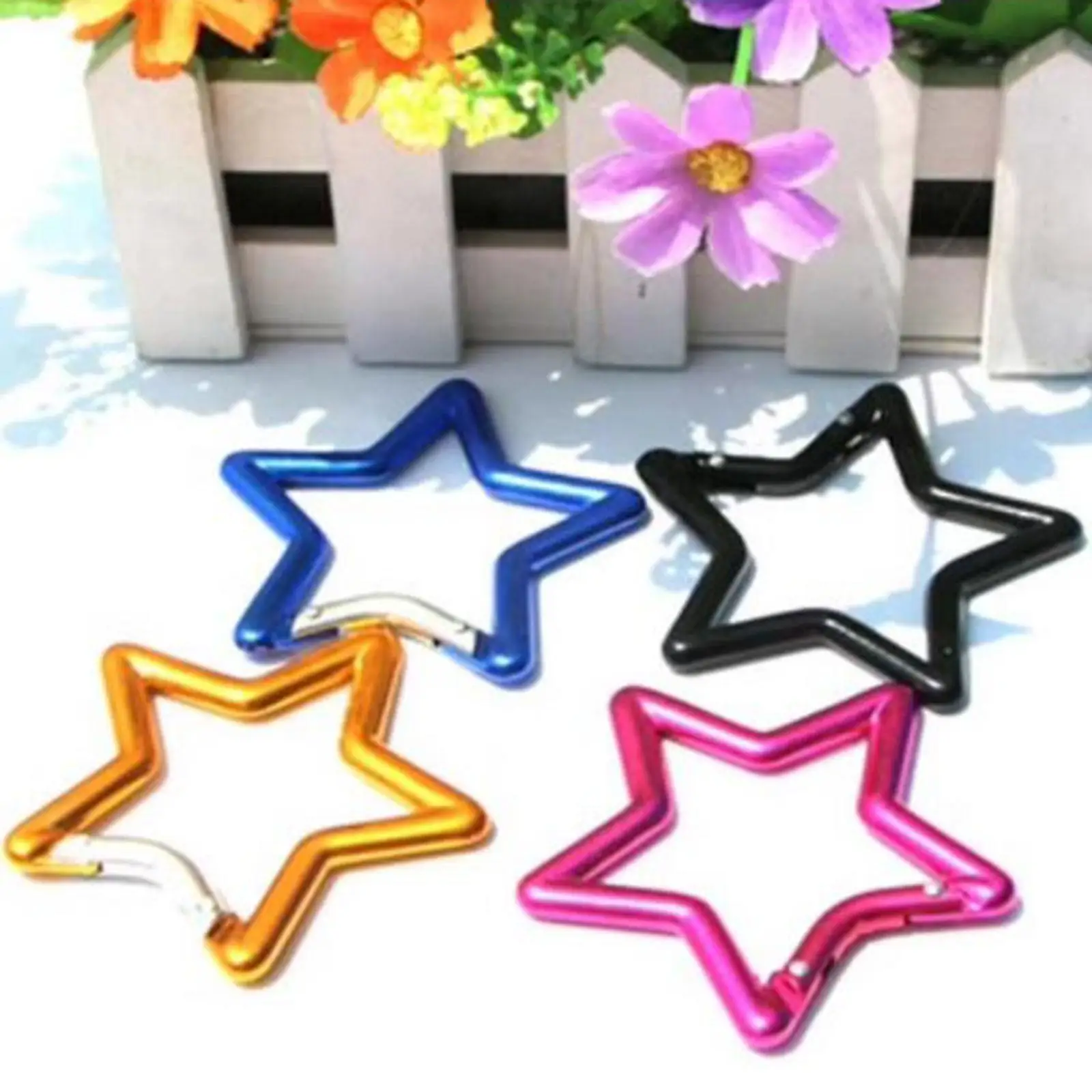 10x Five Pointed Star Shaped Carabiner Keyring Hook Heavy Duty Key Chain Clip for Fishing Hiking Traveling Camping Accessories 