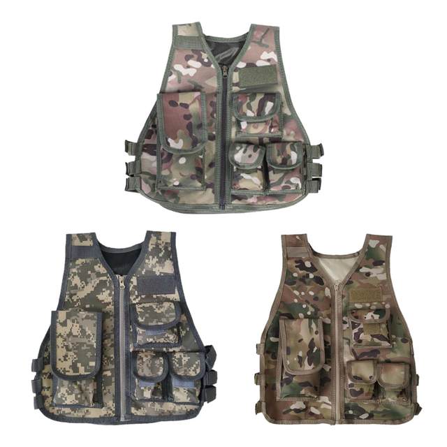Kids Tactical Vest Lightweight Adjustable Protective Breathable Waistcoat for CS Games Hunting Paintball Outdoor