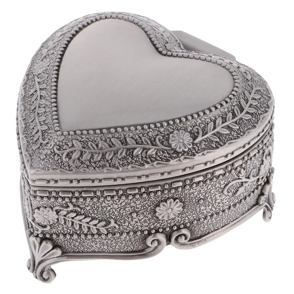 Heart Shape Jewelry Box Container With Flower Casket Room Jewelry Display