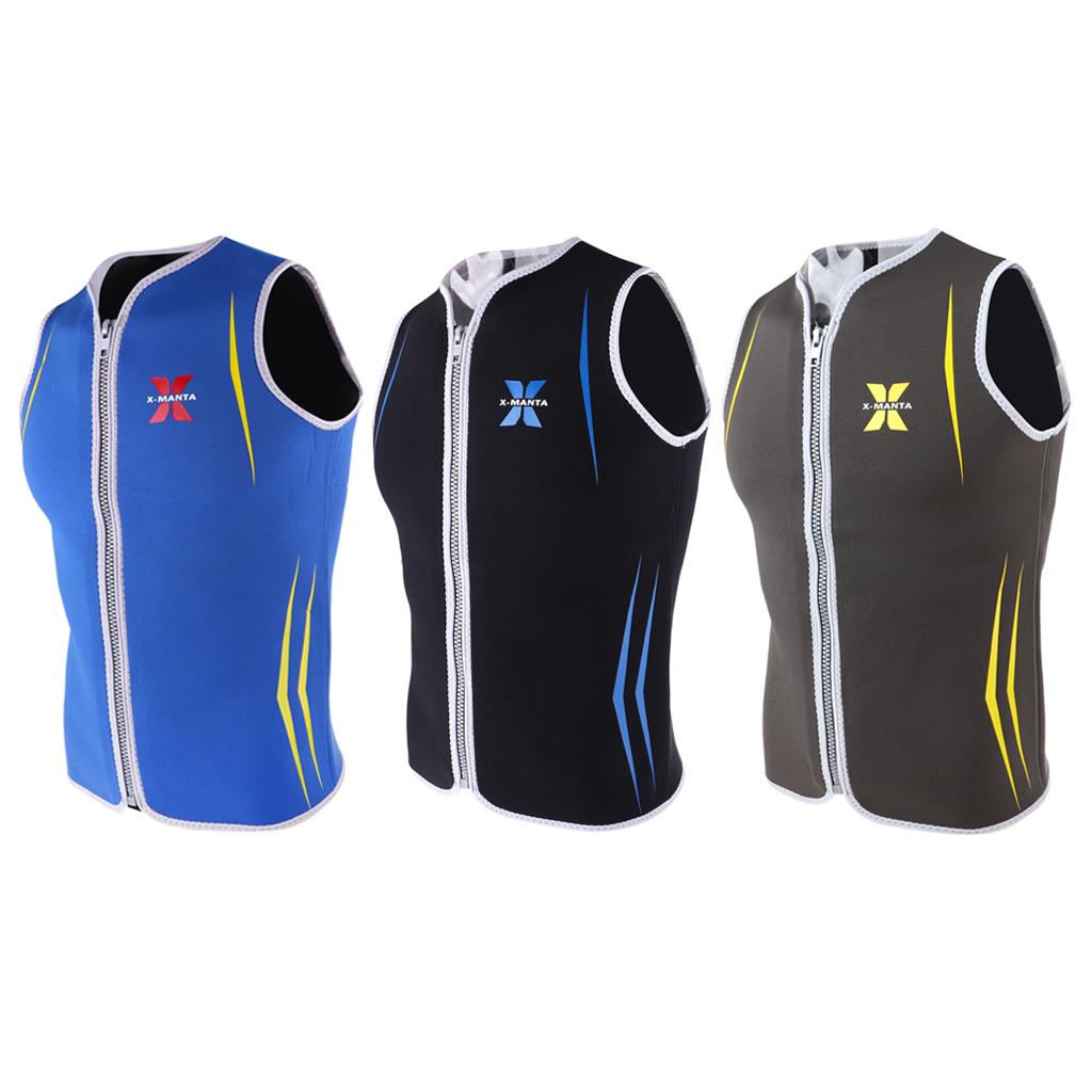 Mens 3mm Neoprene Wetsuit Vest Sleeveless Front Zip Jacket