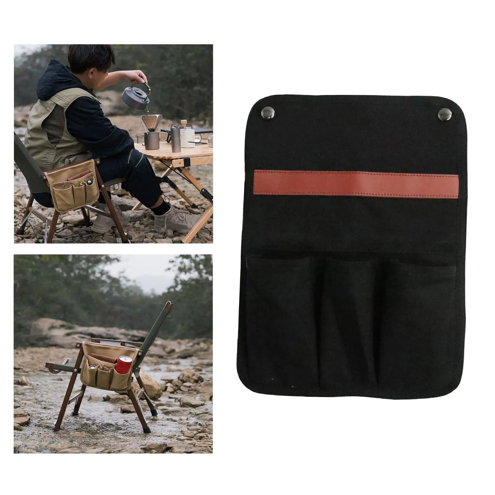 Outdoor Campsite Foldable Canvas Storage Bag Camping Fishing Beach Chaise Longue Portable Handbag for Phones Glasses