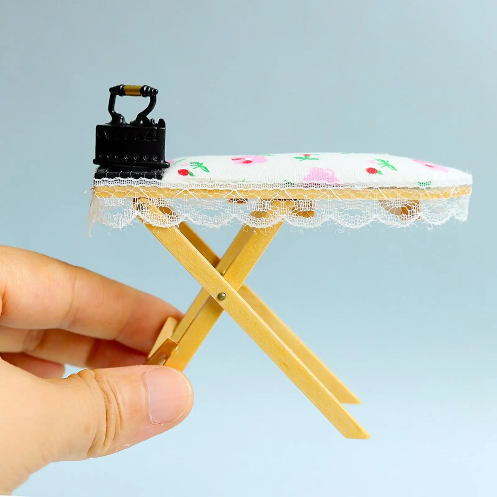 Dollhouse Miniature Ironing Set 1/12 Scale Vintage Steam Iron Model Toy for DIY Fairy Garden Diorama Micro Landscape Decoration