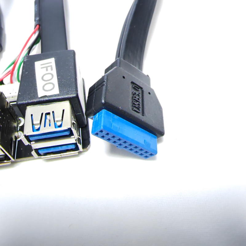 Motherboard Verlängerung Chassis Front Panel Kabel 19Pin 9Pin Zu Typ-C 2-Port USB 2,0 3,0 HD Audio 3,5mm Netzschalter LED HDD Kabel – Detail 6