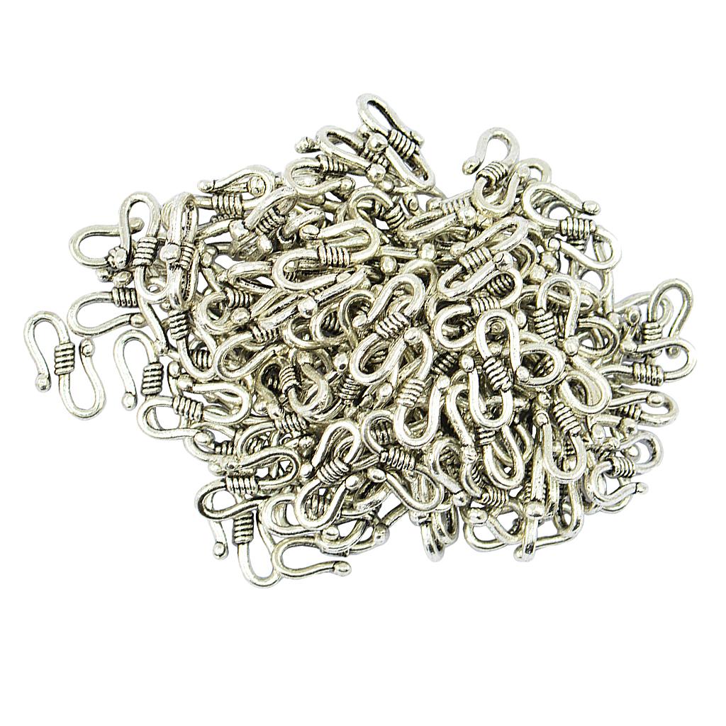 100 Pieces 15x8mm Alloy  Tibetan  Hook Connectors Clasps Necklace Clasp Bracelet Clasp DIY Jewelry Findings Accessories