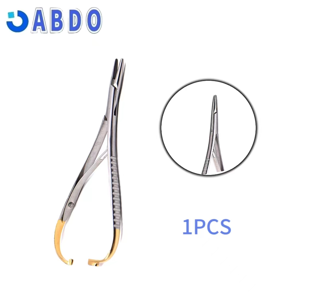 Best of Dental Needle Holder Forceps Curved Gold Plated Handle Stainless Steel Orthodontic Plier Straight Head Surgical Instrument Reviews & Tips