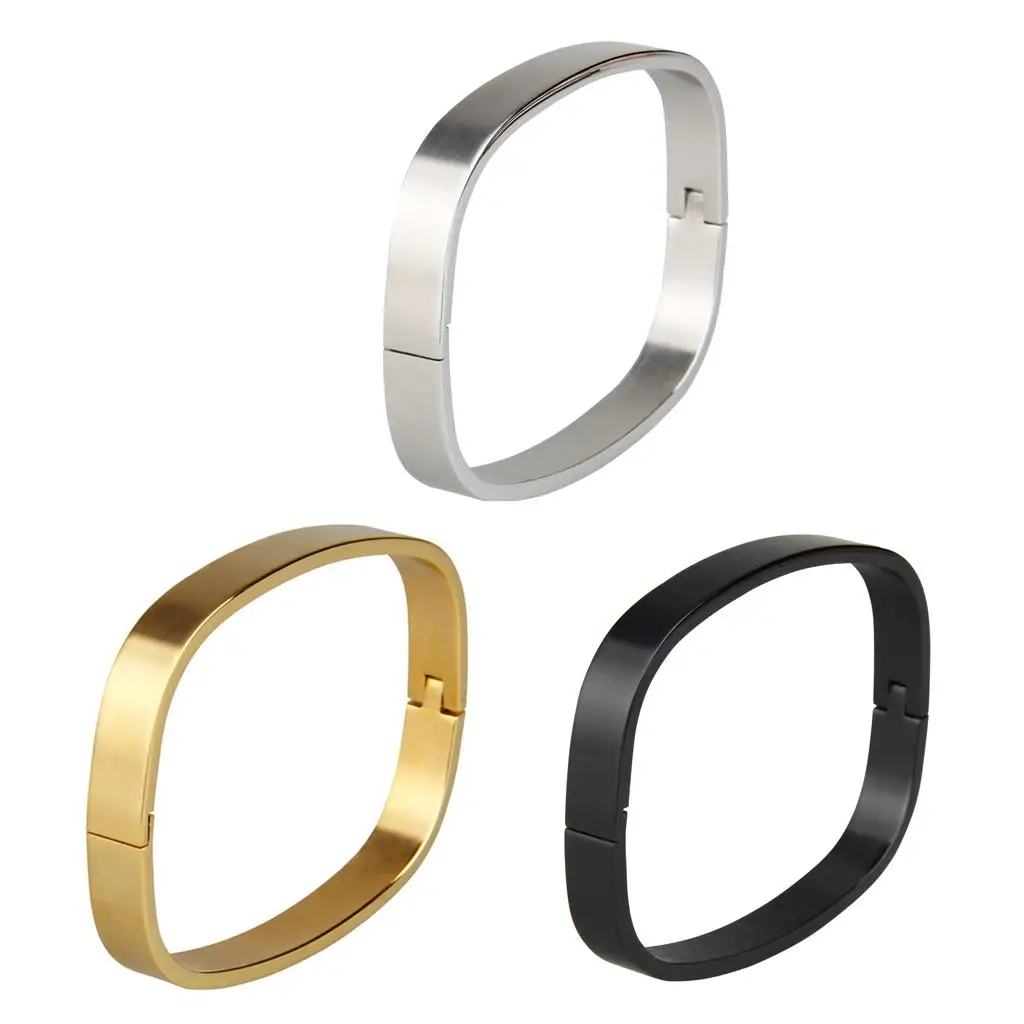 Square Smooth Stainless Steel Couples Cuff Open Bracelet Bangle Lovers Gifts