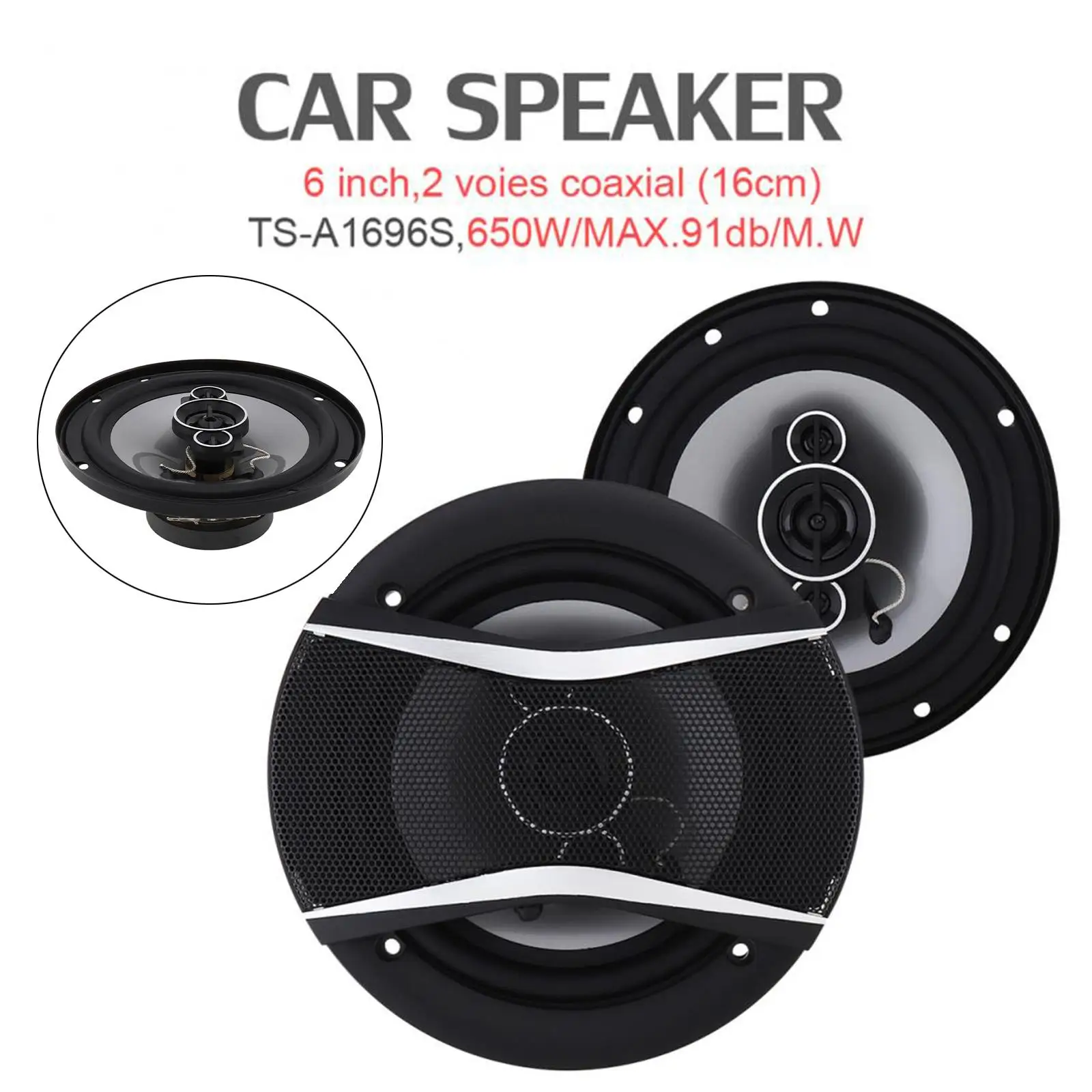 2 Pcs Car HiFi Coaxial Speaker Full Range Easy to Install Stereo for Vehicle