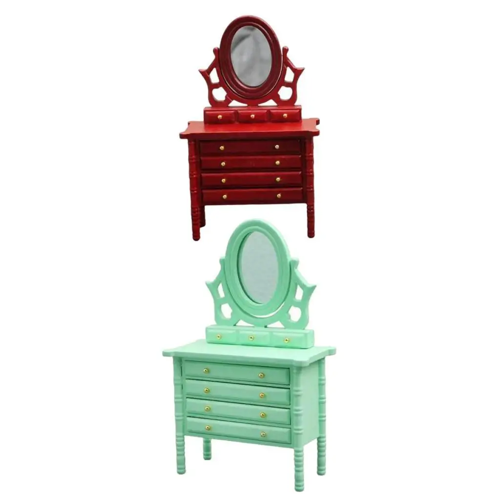 2pcs 1:12 Dollhouse Mini Dresser DIY Scene Accessories for Bedroom 