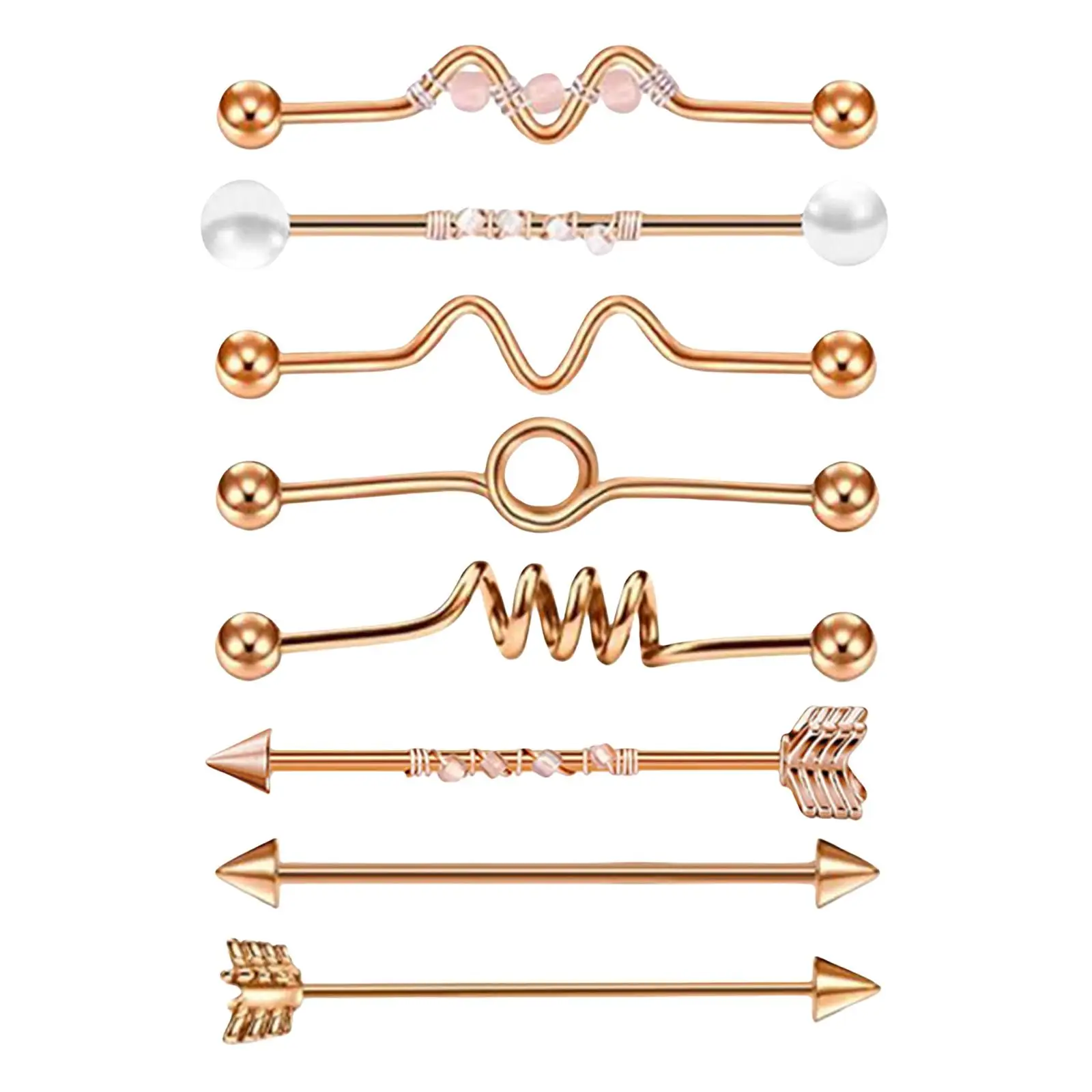 8Pcs Industrial Barbell Earrings Body Jewelry Tragus Women Men