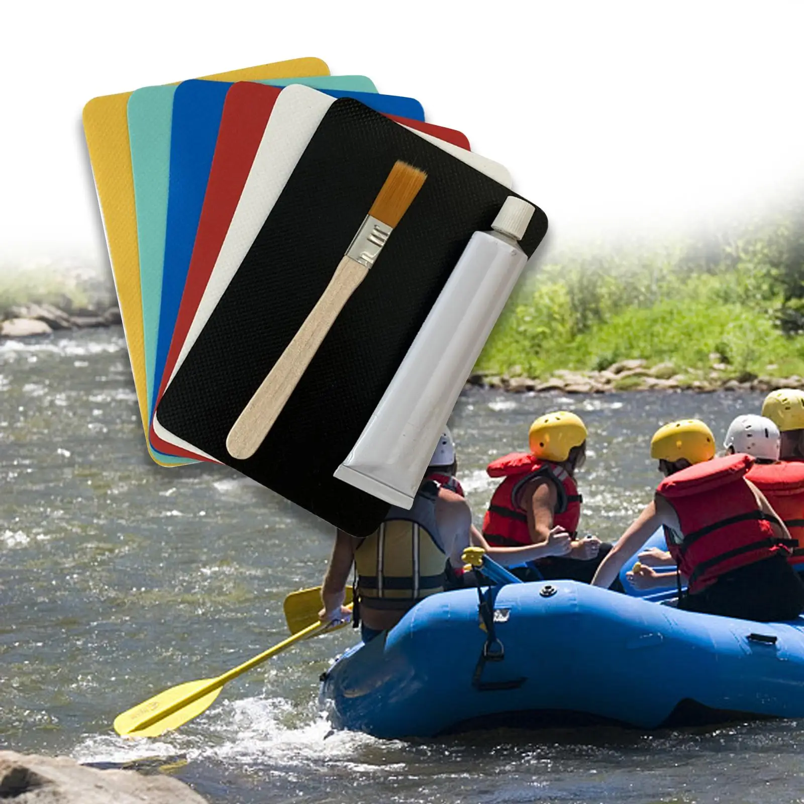 6pcs Inflatable Boat Repair, PVC Repair Patches Set Accessory for Inflatable Raft Boat Kayak