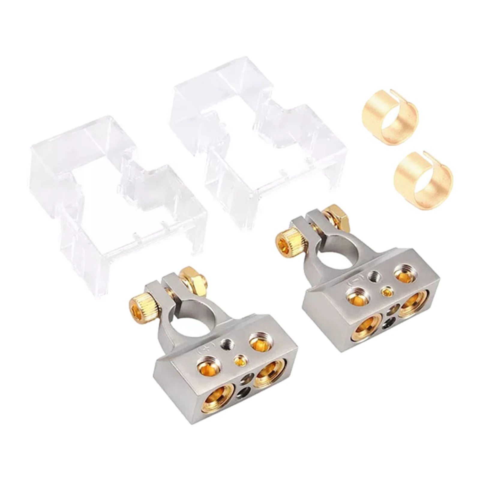 Positive & Negative Battery Terminal Clamp Terminals Connectors Kit with Cover Pair Kit