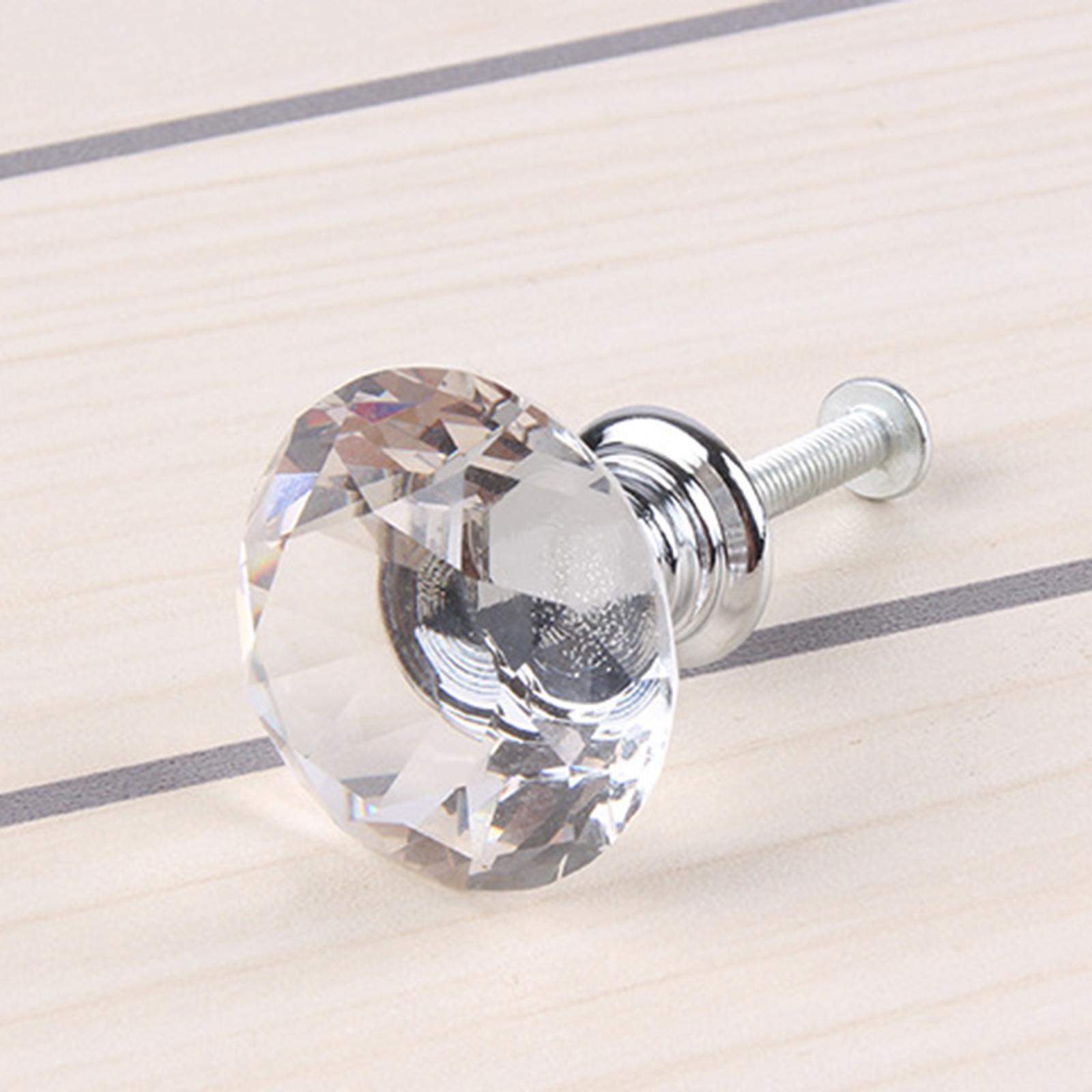 10 Pieces 30mm Crystal Glass Drawer Knobs Pulls Handles Shining Appearance