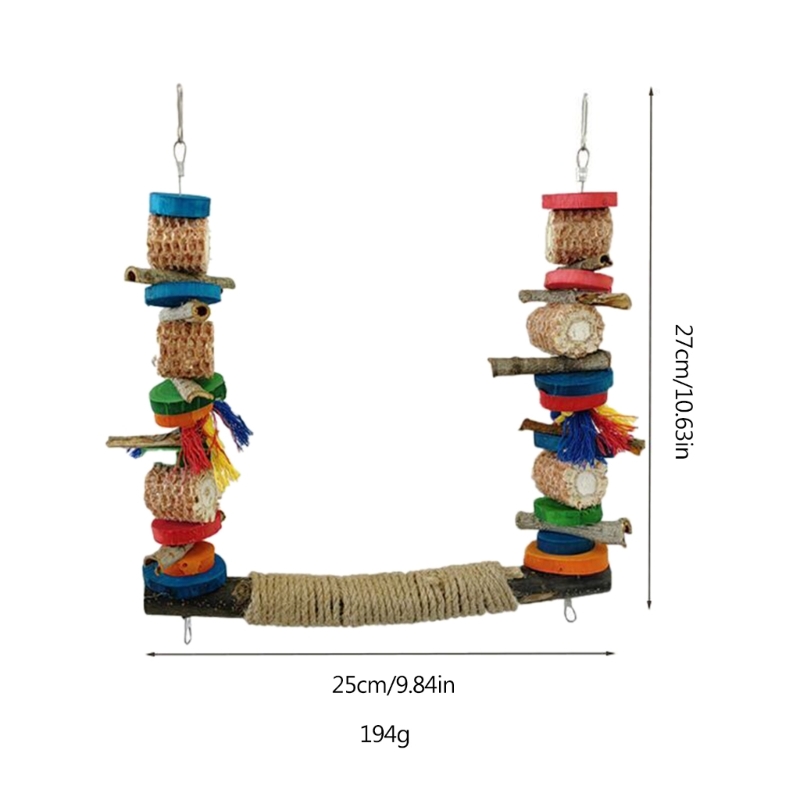 Title 6, Bird Swing for Cage Parrot Perch Natural Wood S...