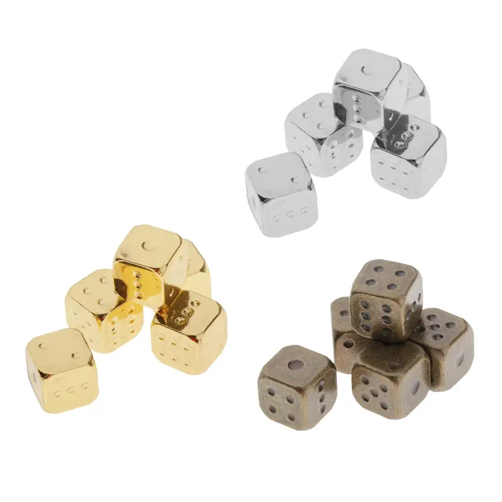 5Pcs Polyhedral Dice D6 Zinc Alloy Dice for KTV Drinking Recreation
