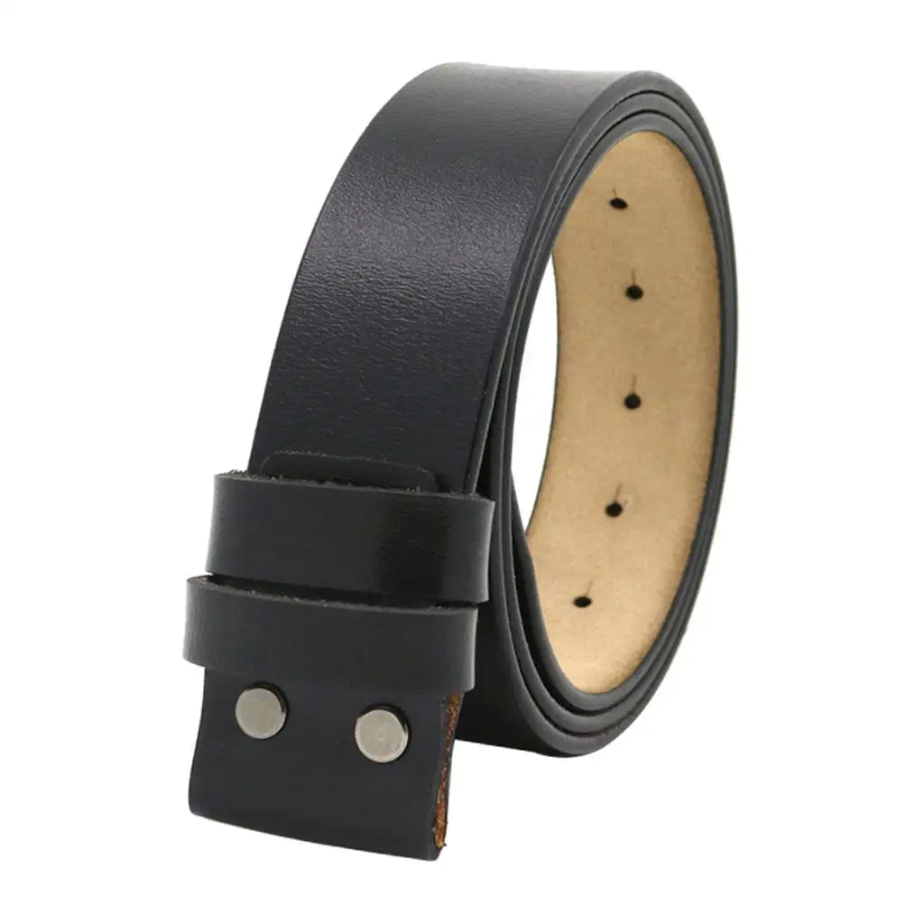 Men`s Leather Belt Strap Without Buckle, Vintage Replacement Leather Webbing with Snap