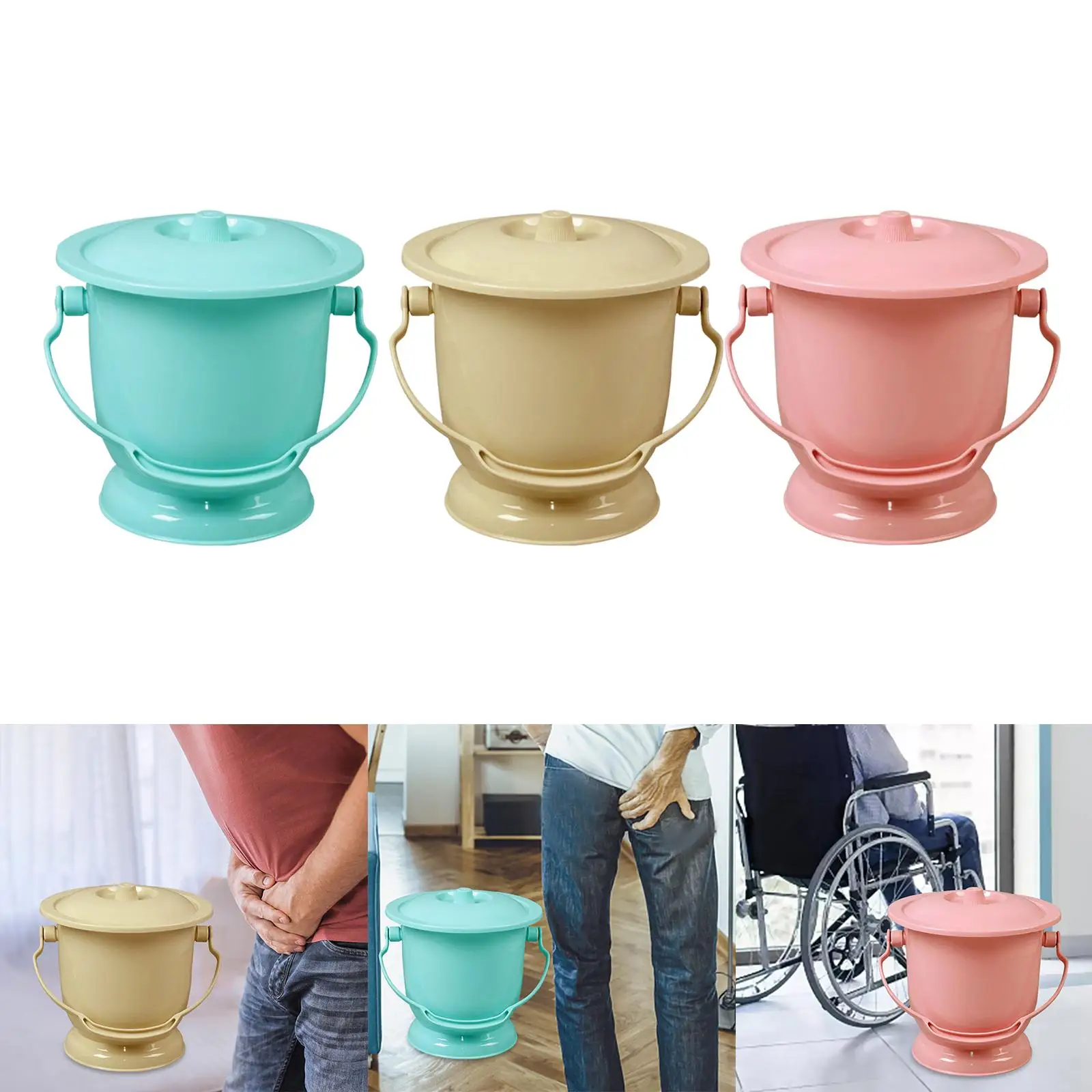 Chamber Pot with Lid Spittoon Bedpan Bright Color Portable Urinal Bottle
