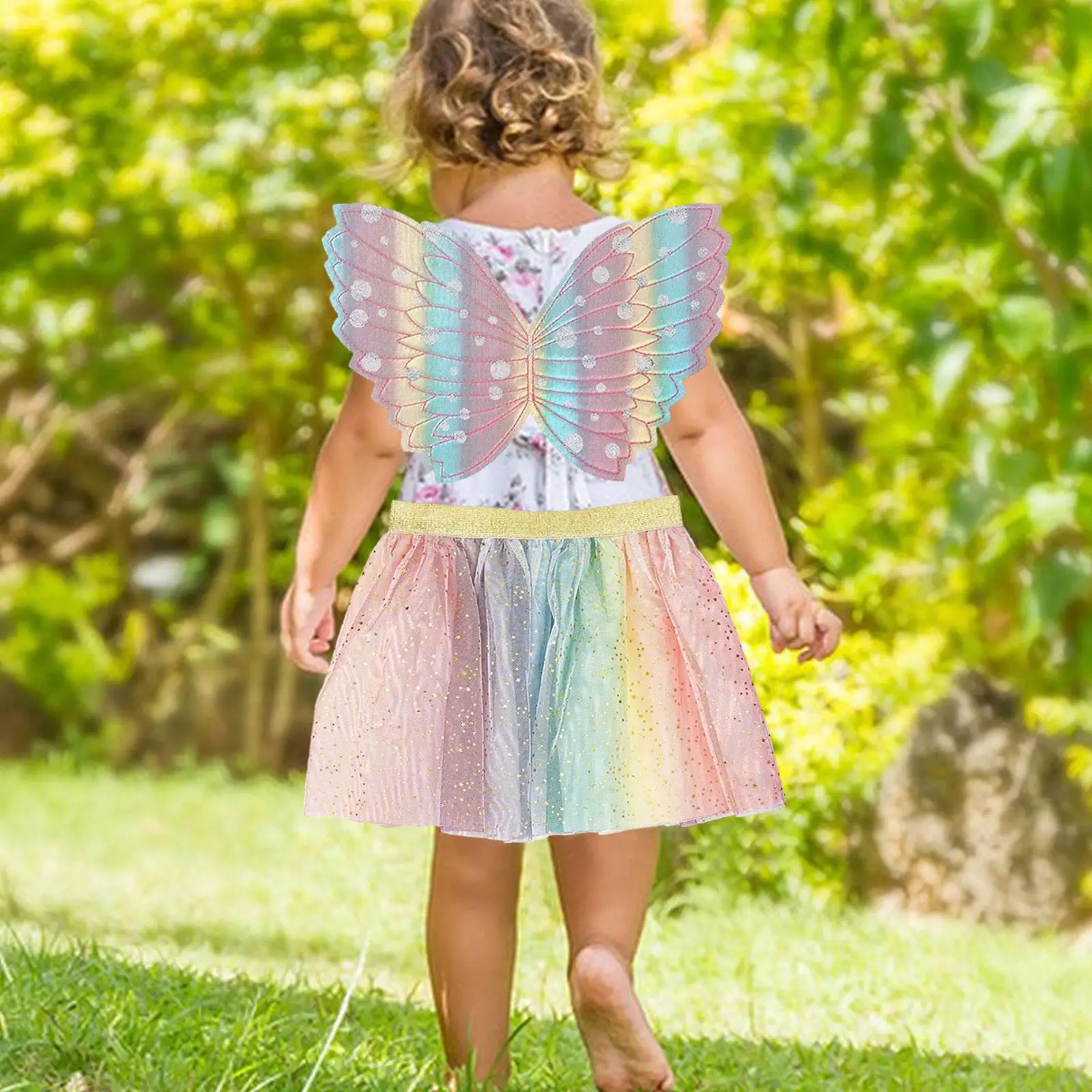 Girls Fairy Costume Dressing up Fancy Dress Roles Play Birthday Fairy Rod