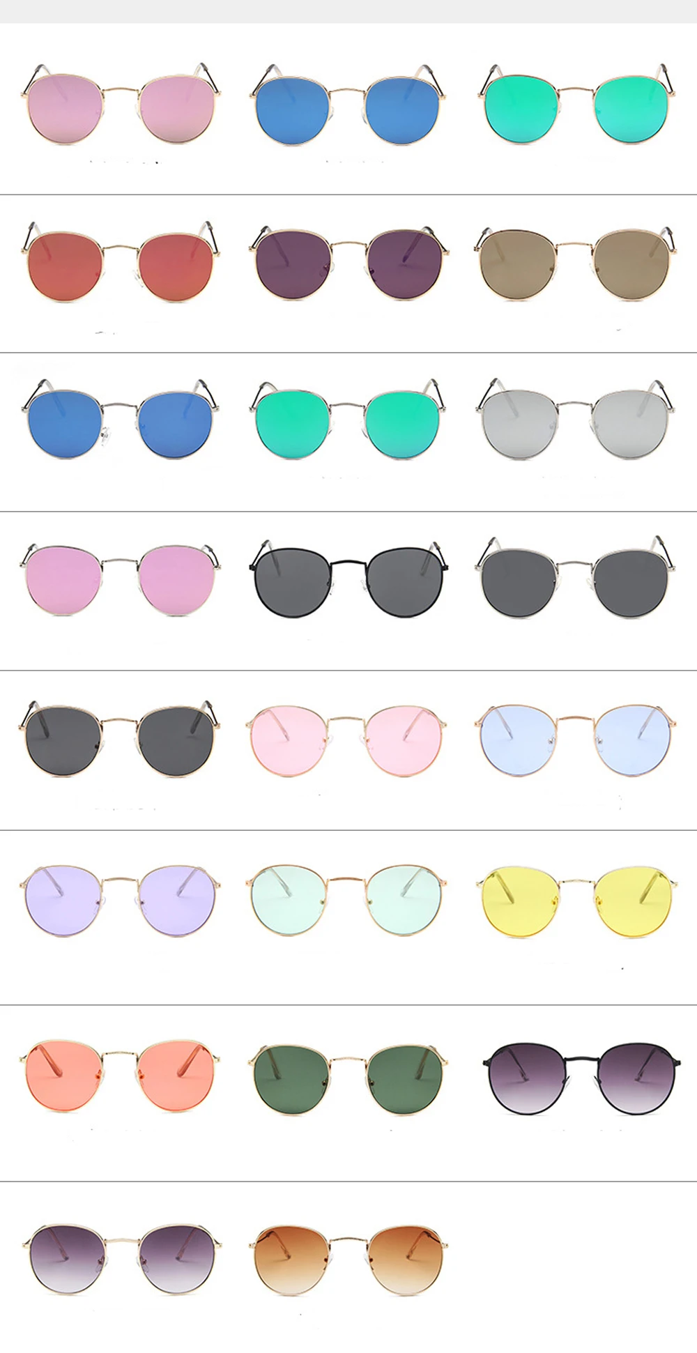 Vintage verspiegelte Sonnenbrille Herren und Damen Retro Sonnenbrille mit Metallrahmen Outdoor-Mode Brillen – Detail 7