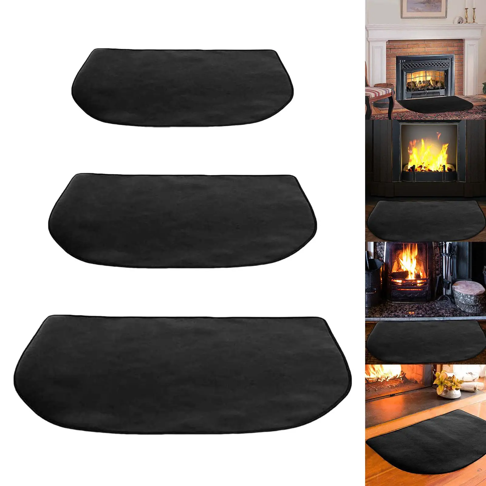 Fireproof Mat Black Protective Pad Heat for Fireplaces Camping Grill