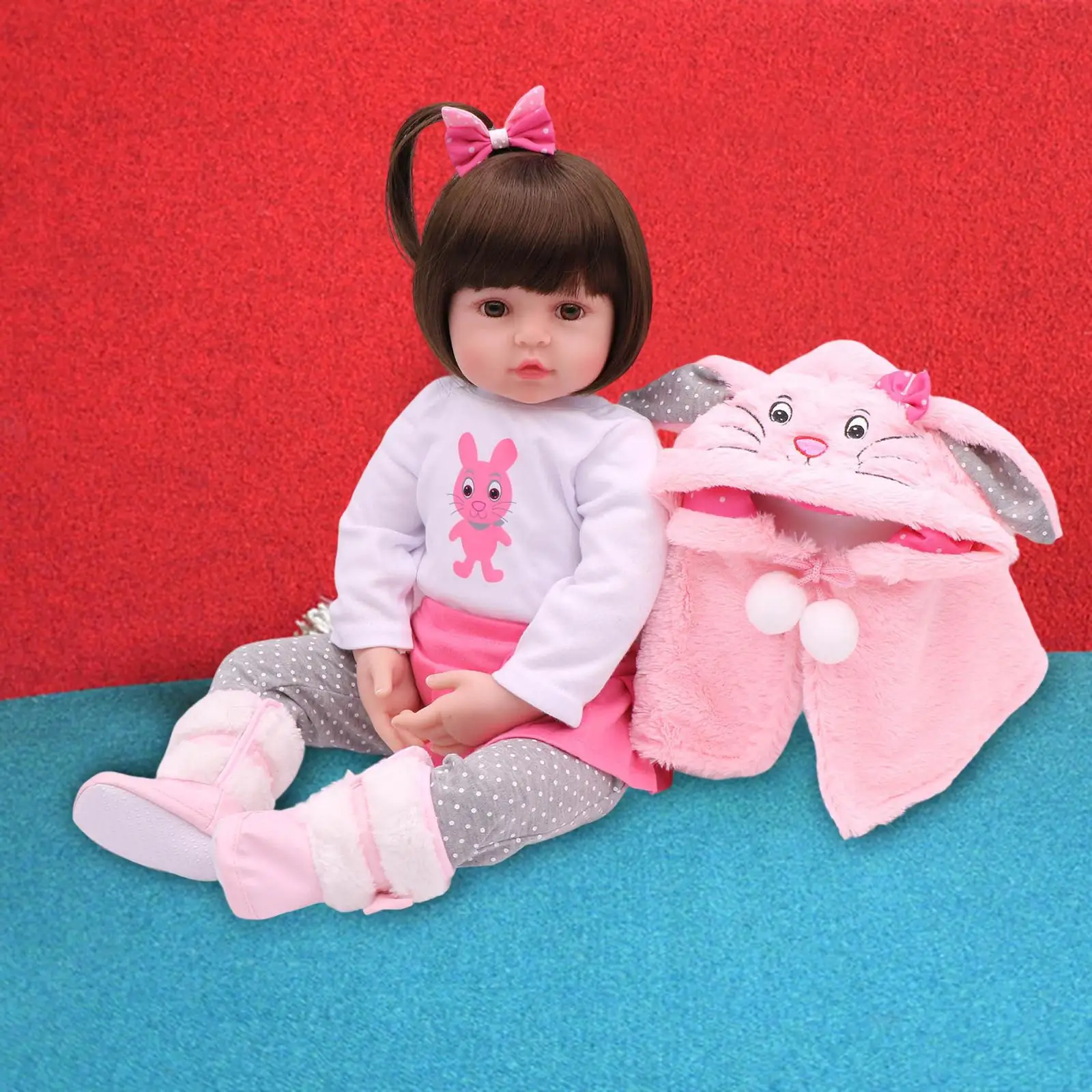 19 inch Baby Doll Lifelike with Movable Jointed Full Silicone Vinyl Body for Kids Preschool Role Playing