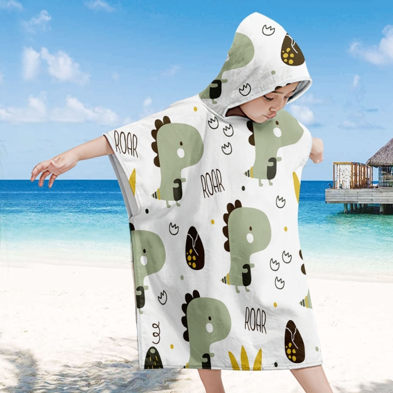 Kinder Kapuze Handtuch Poncho für Kinder Strand tuch Schwimmbad Badet uch Surfen Drops hipping – Detail 8