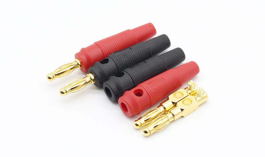 4pcs New 4mm Plugs pure copper Gold Plated Musical Speaker Cable Wire Pin Banana Plug Connectors