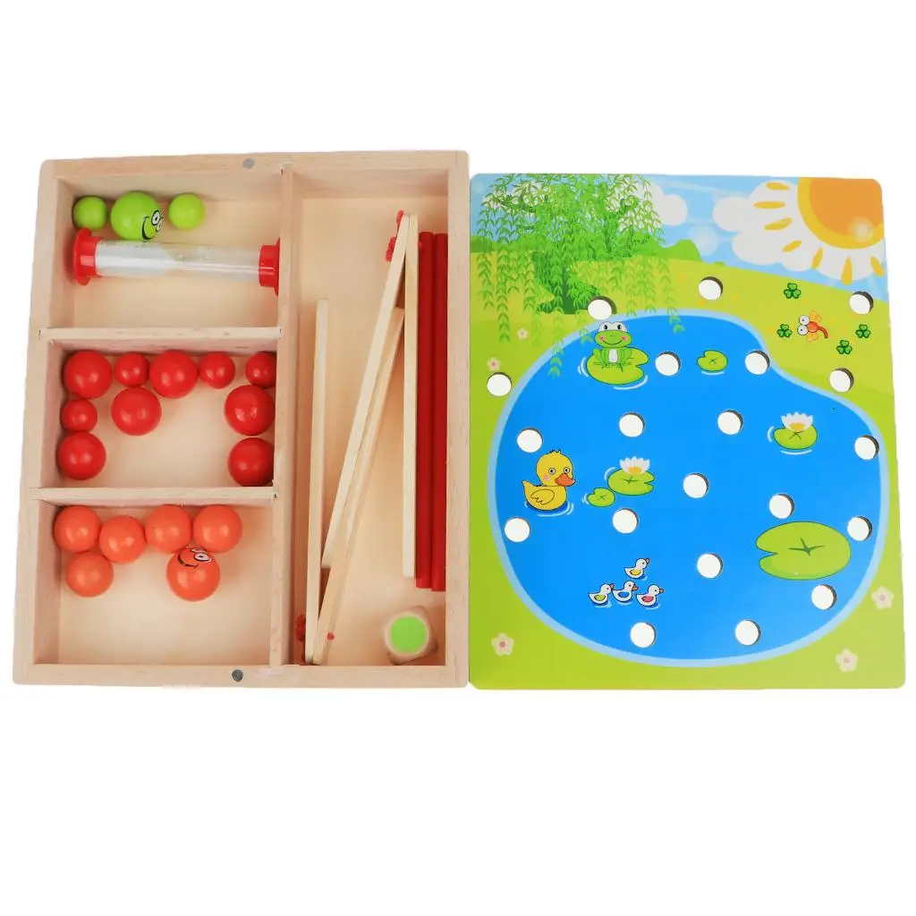 baby Wooden Clip Beads Match  Montessori Developmental Toy Gift