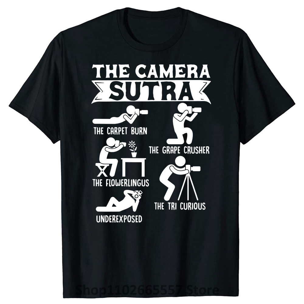 Kamera Sutra Lustige Fotograf Pose Fotografie T Shirts Grafik Baumwolle Streetwear Kurzarm T-shirt Herren Kleidung – Detail 2