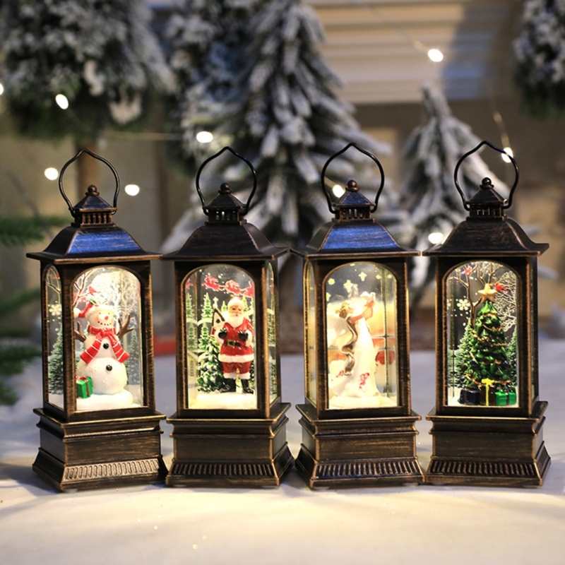 Weihnachten Glitzernde Laterne Handheld LED Nacht Licht Öl Lampe Hause Dekoration B03E – Detail 1