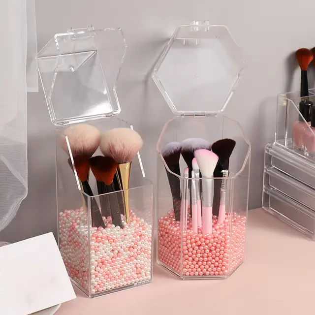 Makeup Brush Holder with Dustproof Lid Makeup Brush Organizer