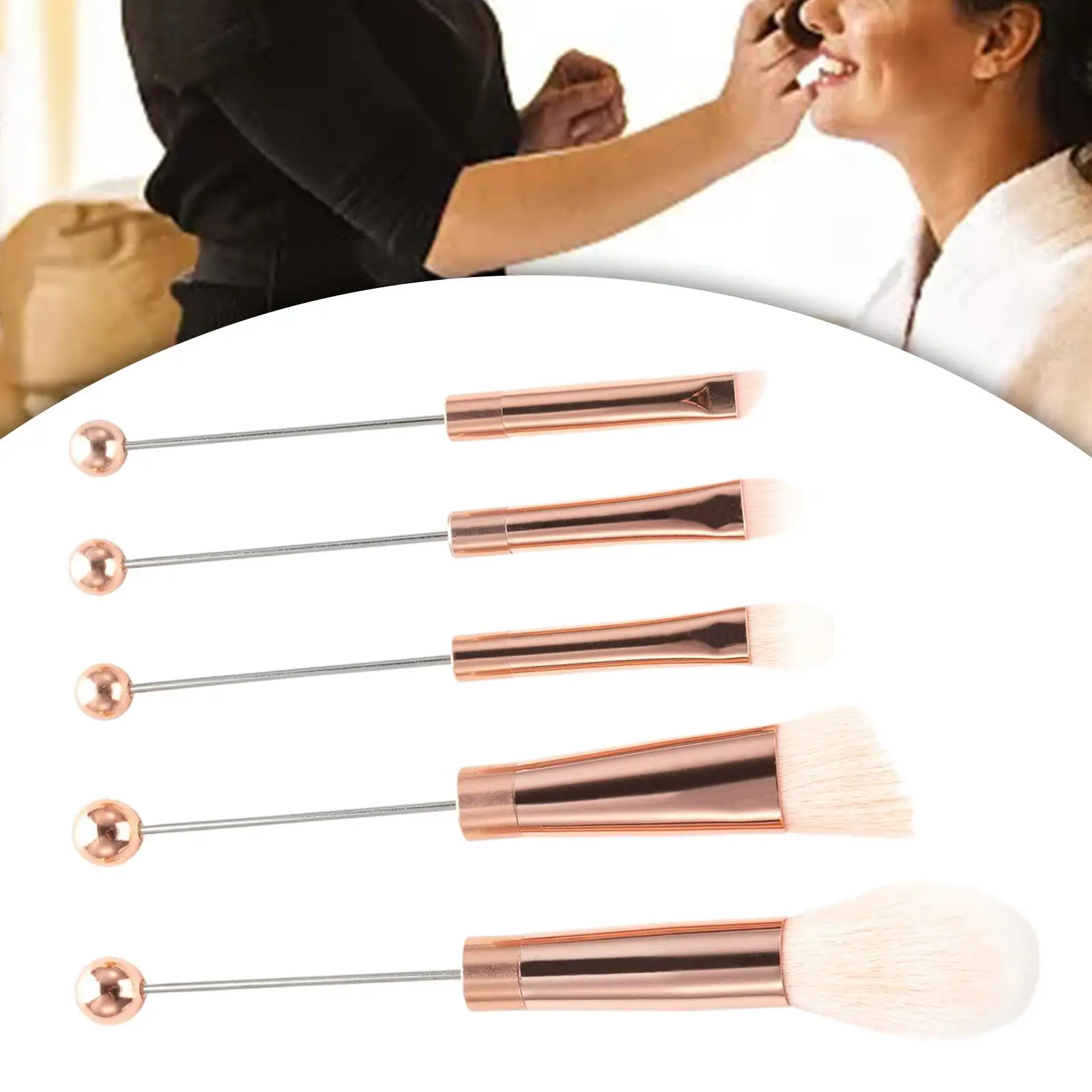 5x Eye Makeup Brush Set DIY Angled Brush Blending Face Powder Portable Cosmetic Brushes for Lady Girlfriend Bestie Sister Gifts