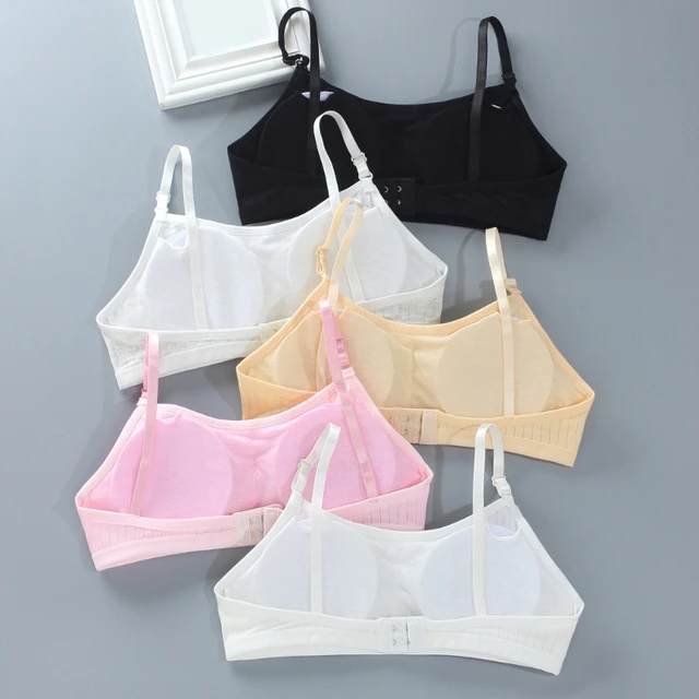 Breathable Training Bra and Underwear Set for Teen Girls 8-18 Years Old,  Soft Cotton Elastic Cami Sports Bra Set
