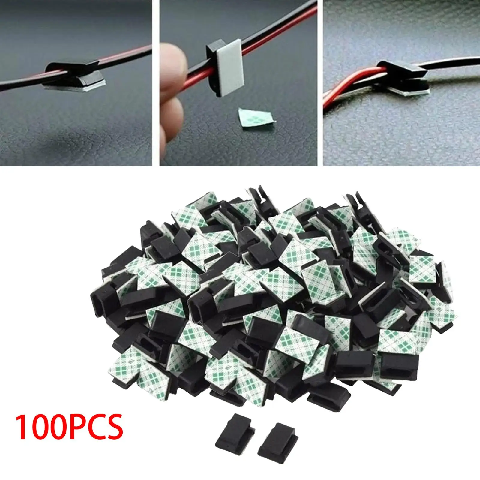 100 Pieces Self Adhesive Cable Clips Clip Durable Portable Tools Bundler Home Under Desk Car Kitchen Dresser